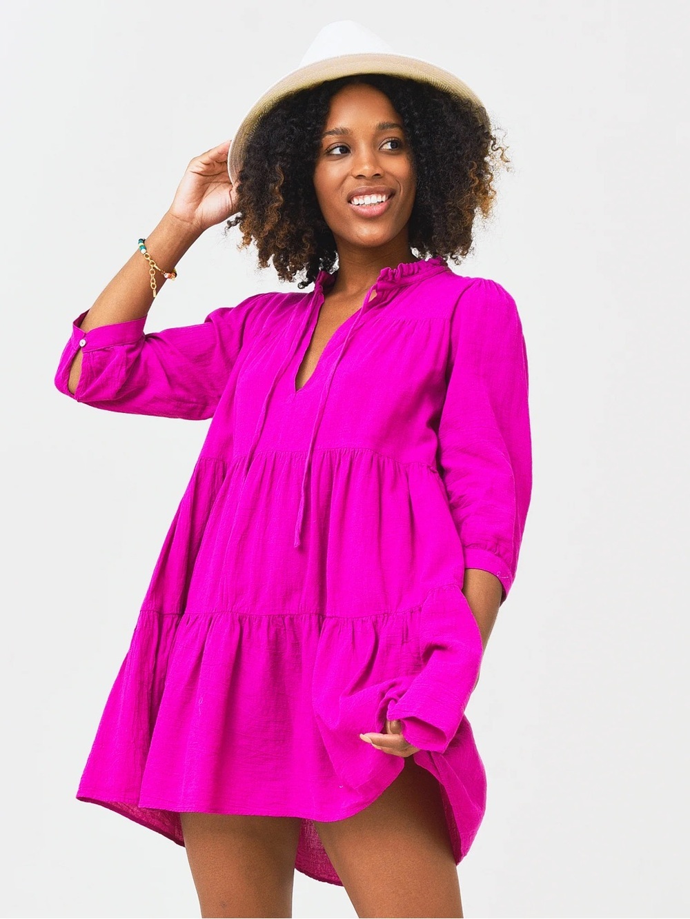 HONORINE Giselle Ruffled Tiered Cotton-seersucker Mini Dress medium